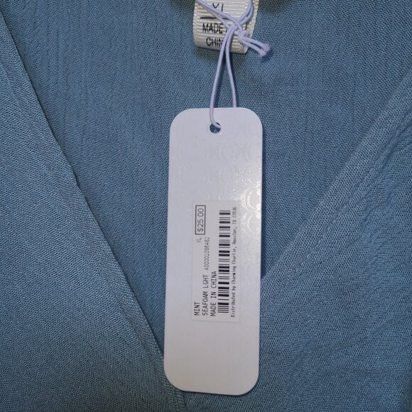 NWT KRAZY KAT BLOUSE~SIZE XL Mint Seafoam Blue Sleeveless High Low Tunic Blouse - Picture 4 of 5